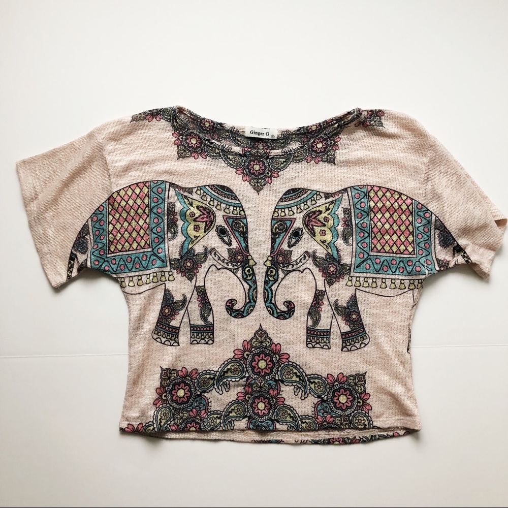 Elephant patterned crop top. Size Small